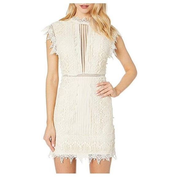 Free People OB914317 Women's Sz 6 Beige Honey Sleeveless Lace Mini Dress - Picture 1 of 16